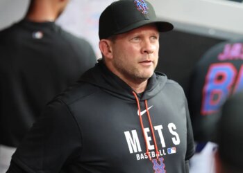 Mets interim manager Andy Green watches the action during the Mets' 2-1 loss to the Phillies on June 26, 2026 at Citi Field.