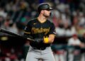 Joey Bart, a Pittsburgh Pirates baseball player, at bat.