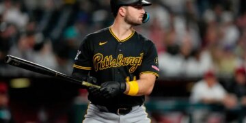 Joey Bart, a Pittsburgh Pirates baseball player, at bat.