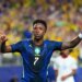 Vinicius Junior celebrates a goal for Brazil.