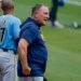 Milwaukee Brewers manager Pat Murphy on the field during the national anthem.