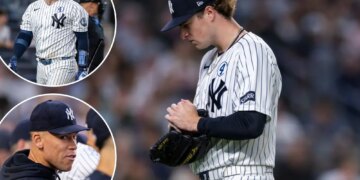 Cam Schlittler turns in rare dud as Aaron Judge-less Yankees lose to Guardians