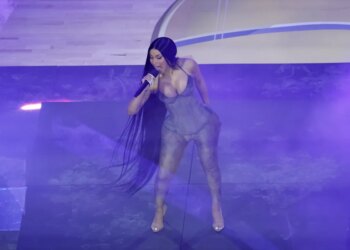 Rapper Cardi B performs during halftime of Game 3.