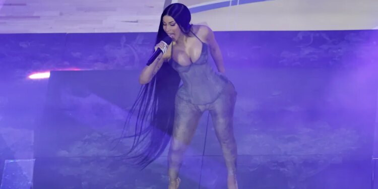 Rapper Cardi B performs during halftime of Game 3.