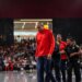 Washington Mystics coach Sydney Johnson is escorted off the court by police after being ejected during a game against the Dream on June 6, 2026.