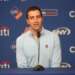 David Stearns, President of Baseball Operations for the New York Mets, speaks at a press conference.