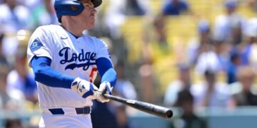 Freddie Freeman at bat for the Los Angeles Dodgers.