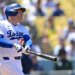 Freddie Freeman at bat for the Los Angeles Dodgers.