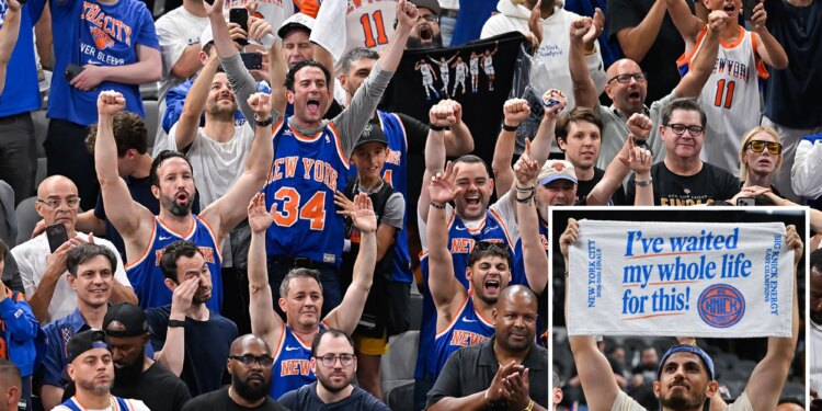 Ecstatic Knicks fans celebrate breaking championship drought at San Antonio Spurs' Frost Bank Center