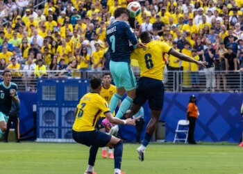 Germany forward Kai Havertz (7) heads the ball during the FIFA World Cup 2026, Group E match between Germany and Ecuador held at MetLife Stadium on Thursday June 25, 2026 in East Rutherford, New Jersey.
