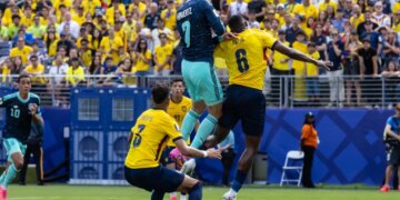 Germany forward Kai Havertz (7) heads the ball during the FIFA World Cup 2026, Group E match between Germany and Ecuador held at MetLife Stadium on Thursday June 25, 2026 in East Rutherford, New Jersey.