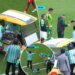 Ecuadorian soccer player collides with medical cart carrying injured teammate in bizarre scene