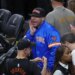 New York Knicks vs. San Antonio Spurs at the Frost Bank Center in San Antonio, Texas - Rapper Fat Joe reacts before the start of the first quarter.
