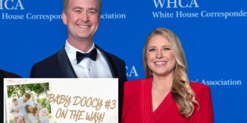 Fox News star Peter Doocy announces wife Hillary Vaughn is pregnant with third child