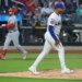 Freddy Peralta gives up a two-run home run to Alec Burleson during the fifth inning of Mets' 7-0 loss to the Cardinals on June 9, 2026 at Citi Field.