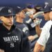 Giancarlo Stanton in the New York Yankees dugout.