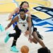 De'Aaron Fox drives on Jalen Brunson during the Knicks' 94-90 NBA title-clinching Game 5 win over the Spurs on June 13, 2026 in San Antonio.