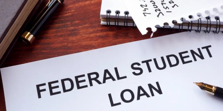 Federal student loan form on a table.