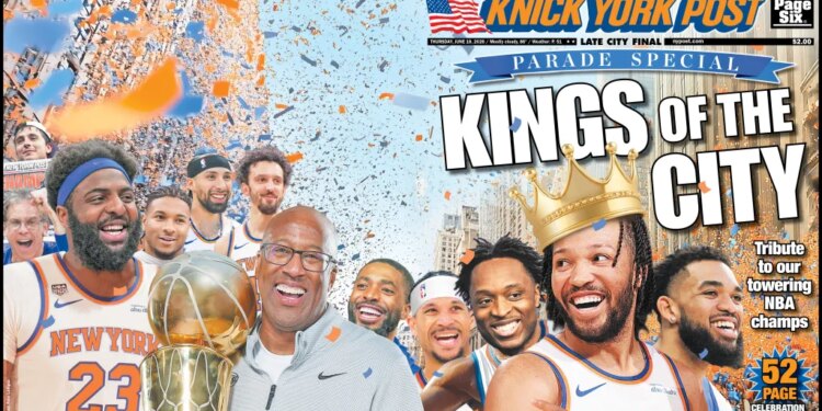 New York Post "Kings of the City" cover featuring the New York Knicks NBA champions.