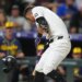 Rockies outfielder Tyler Freeman gets hit in the head by Brewers starter Jacob Misiorowski's 98 mph pitch on June 6, 2026.