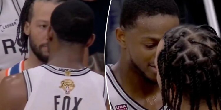 Jalen Brunson gets nose-to-nose with Spurs veteran in heated Game 2 scene