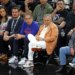 Comedian Ben Stiller and New York Knicks owner James Dolan sit courtside during Game 2 of the 2026 NBA Finals.