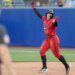 Texas Tech second baseman Mia Williams (1) hits a home run to end the game in the seventh inning during  the Womens College World Series between Texas Tech and Alabama at Devon Park in Oklahoma City, on Monday, June 1, 2026.