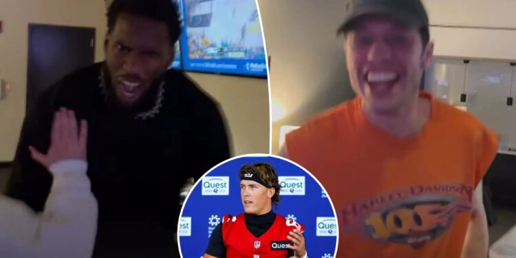 Jaxson Dart, Giants teammates celebrate huge Knicks moment with Pete Davidson