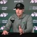 Jets general manager Darren Mougey speaking to media at a press conference.