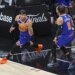 New York Knicks guard Josh Hart #3 drives down court during the second quarter.
