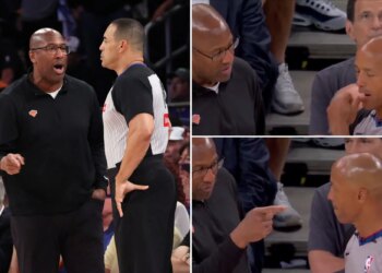 Knicks' Mike Brown has curious interaction with referee before foul rant