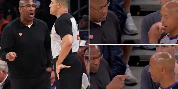 Knicks' Mike Brown has curious interaction with referee before foul rant