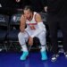 New York Knicks guard Jalen Brunson (11) reacts on the bench during the fourth quarter.