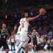 New York Knicks guard Jalen Brunson #11 goes up for a shot against San Antonio Spurs #5 during Game 3 of the 2026 NBA Finals.
