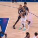 The Spurs' Victor Wembanyama (1) shoves Knicks guard Jalen Brunson (11) in the back of the head during Game 3 of the NBA Finals at MSG on June 8, 2026.