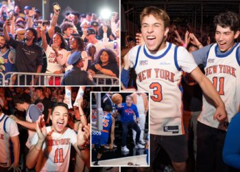 Knicks fans go bonkers in NYC after Game 2 Finals win, celebrating in streets outside MSG