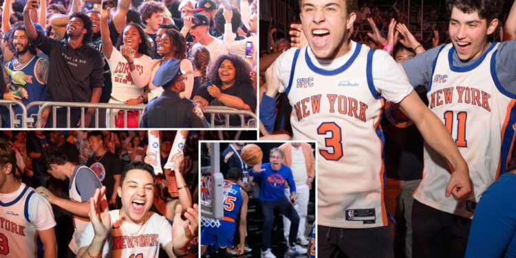 Knicks fans go bonkers in NYC after Game 2 Finals win, celebrating in streets outside MSG
