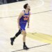 New York Knicks guard Landry Shamet #44 reacts after scoring during the fourth quarter.