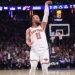New York Knicks guard Jalen Brunson #11 shooting a 3-point shot in the 1st quarter.
