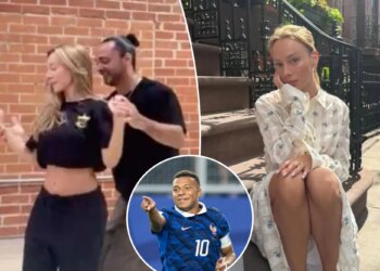Kylian Mbappe's girlfriend Ester Exposito dances before France-Norway World Cup game