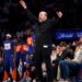 New York Knicks head coach Tom Thibodeau reacts during the second quarter.
