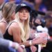 Influencer Livvy Dunne on celebrity row at Madison Square Garden.