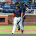 New York Mets second baseman Marcus Semien (10) reacts after he strikes out.