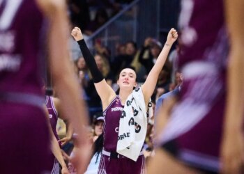 Toronto Tempo's Marina Mabrey celebrating after her team's win.