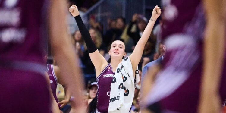 Toronto Tempo's Marina Mabrey celebrating after her team's win.