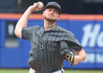 Christian Scott throws a pitch during the Mets' 6-2 win over the Phillies on June 27, 2026 at Citi Field.