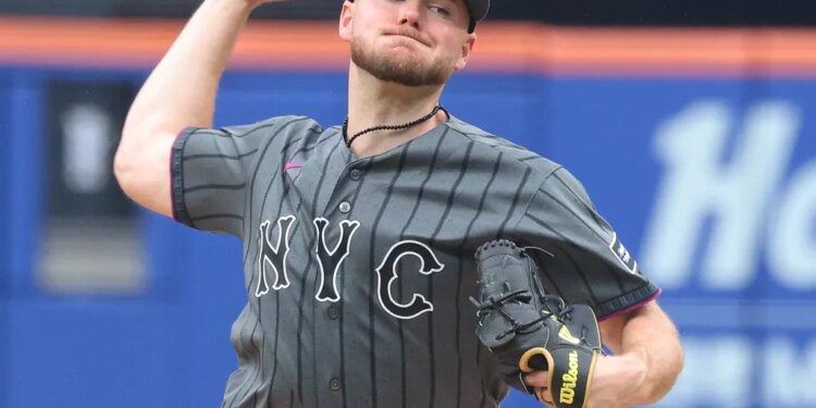 Christian Scott throws a pitch during the Mets' 6-2 win over the Phillies on June 27, 2026 at Citi Field.