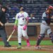 Mets catcher Francisco Alvarez (4) strikes out to end the game during the ninth inning when the New York Mets played the St. Louis Cardinals Wednesday, June 10, 2026.