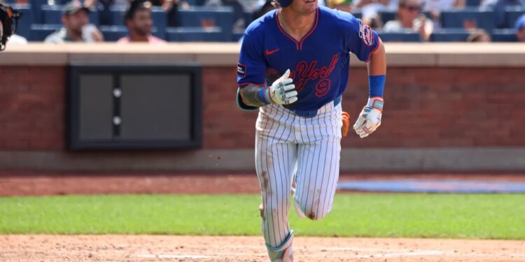 A.J. Ewing hits a solo home run during the fifth inning of the Mets' blowout win over the Braves on June 14, 2026 at Citi Field.