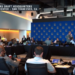 People gathered at the Warriors Draft Headquarters in San Francisco, CA.